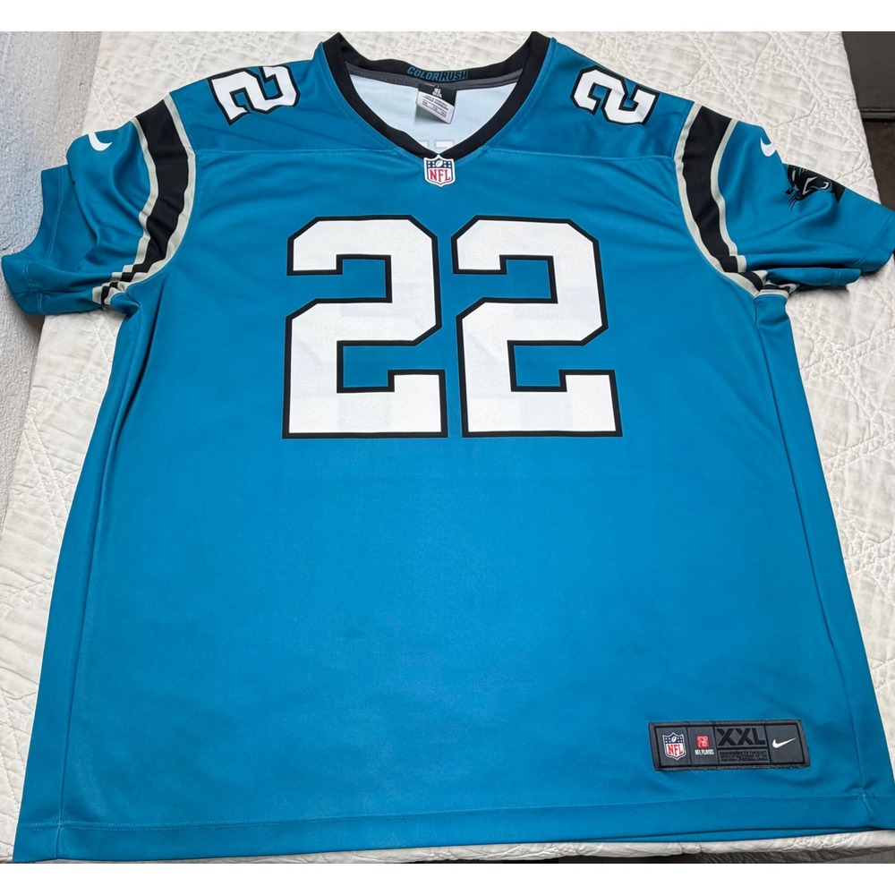Nike Carolina Panthers Christian McCaffrey Jersey Mens XXL Blue Color Rush 22